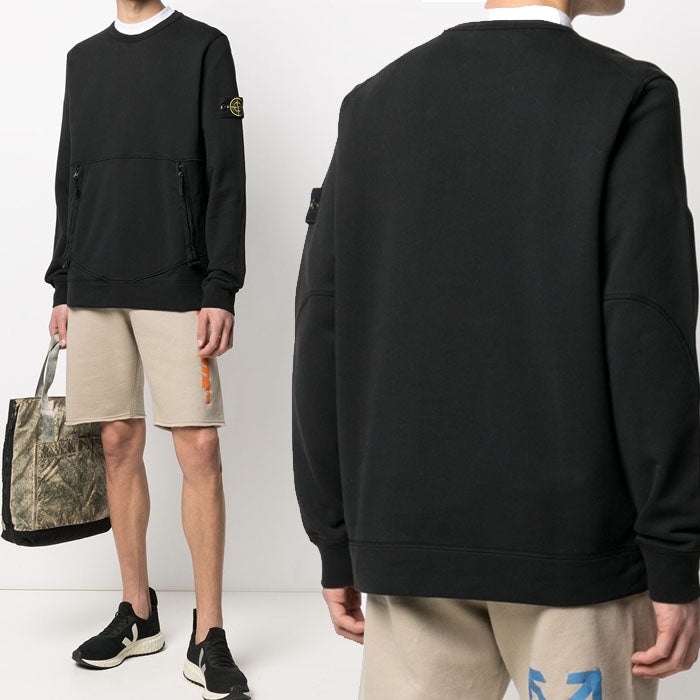 STONE ISLAND Wappen Patch Zip Pocket Sweatshirt Black 741563451