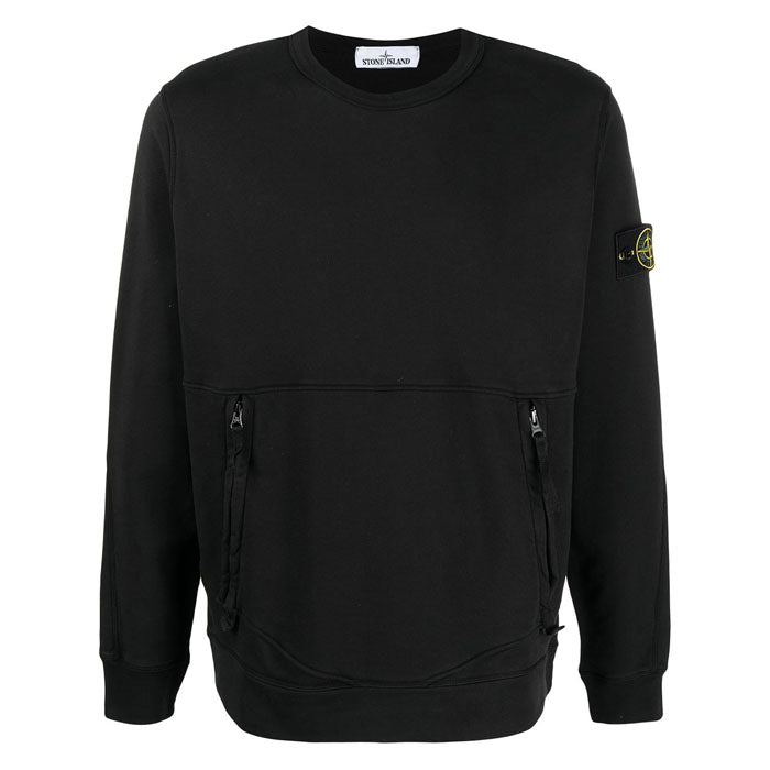 STONE ISLAND Wappen Patch Zip Pocket Sweatshirt Black 741563451