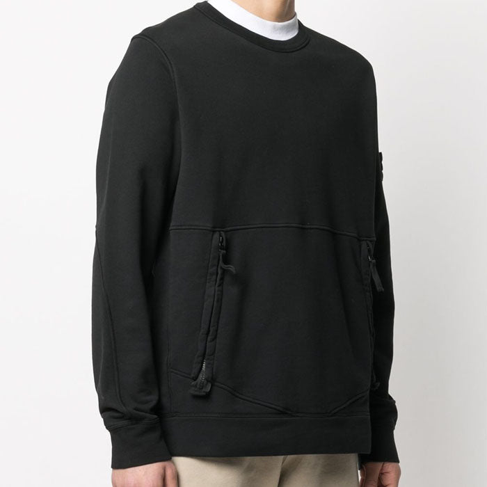 STONE ISLAND Wappen Patch Zip Pocket Sweatshirt Black 741563451