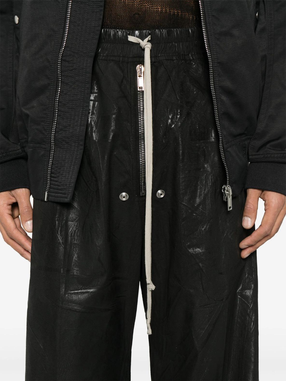 Rick Owens DRKSHDW Black Foil Cotton Poplin Sweatpants Joggers DU01E3378 PF 09