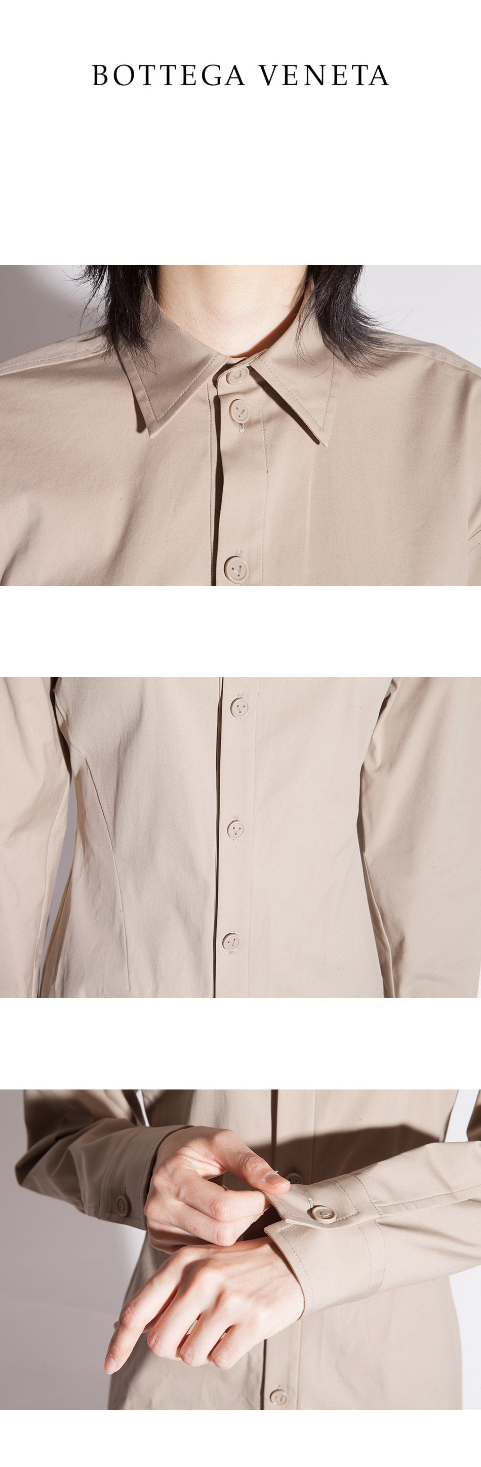 Bottega Veneta Cotton Shirt Dress Midi Beige
