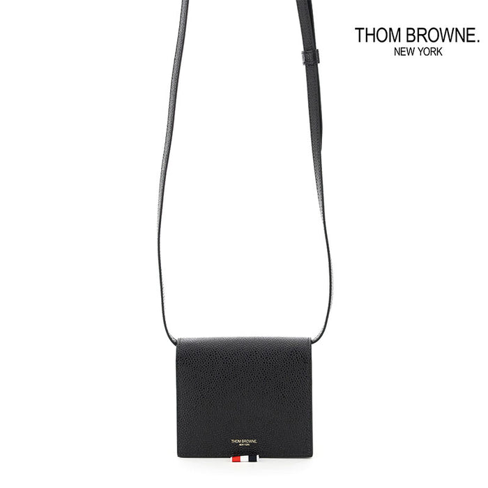 THOM BROWNE RWB Stripe Tab Crossbody Card Holder Wallet Black