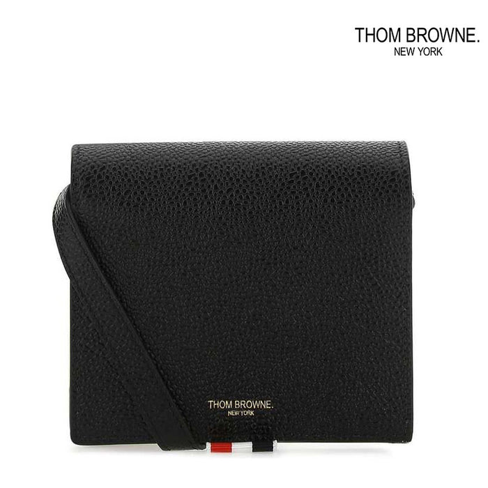 THOM BROWNE RWB Stripe Tab Crossbody Card Holder Wallet Black