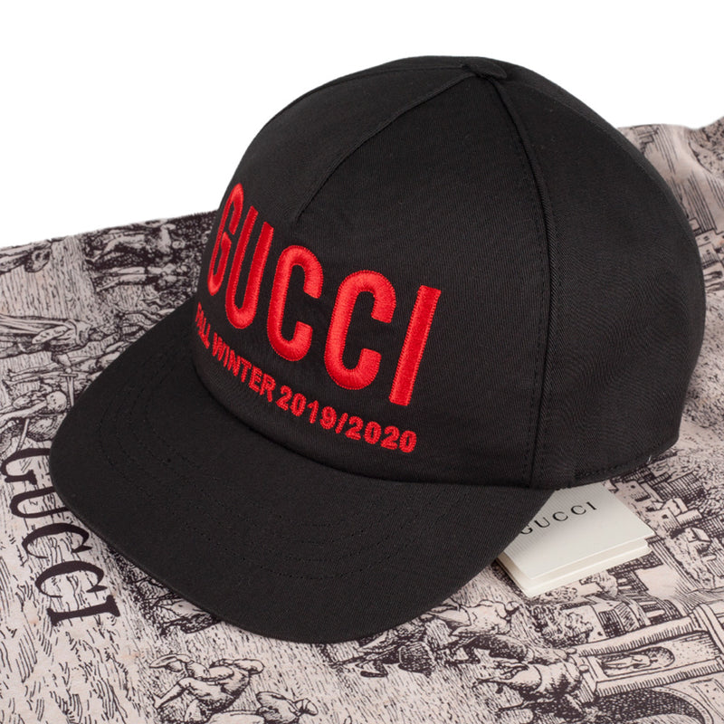GUCCI Men's Red Embroidered Logo Baseball Cap 596211
