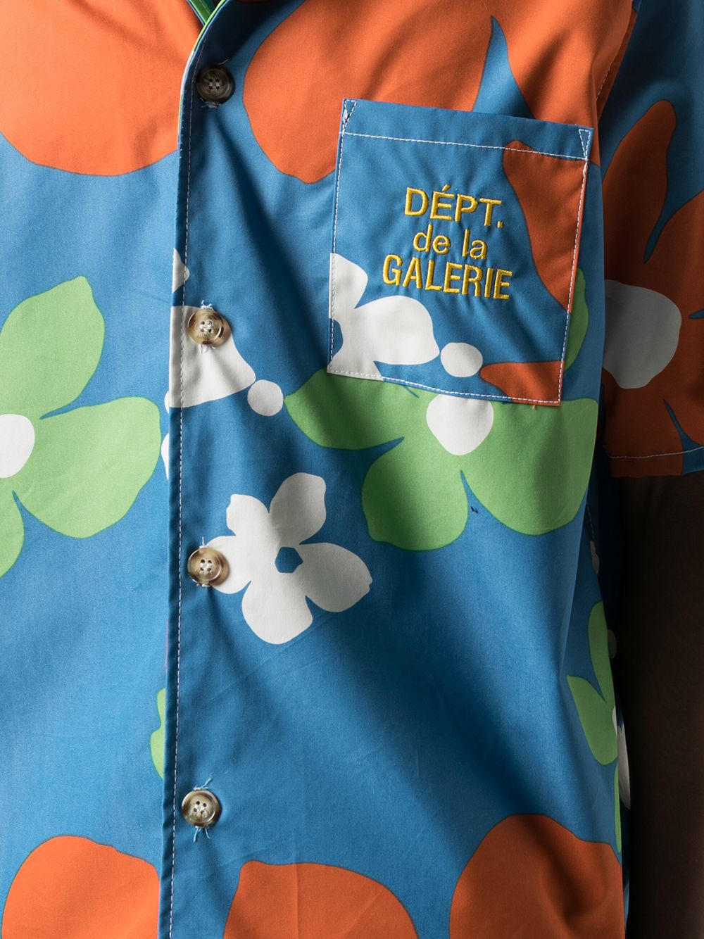 GALLERY DEPT. Men's Blue Floral Print Short Sleeve Shirt GD PBF 12 5297