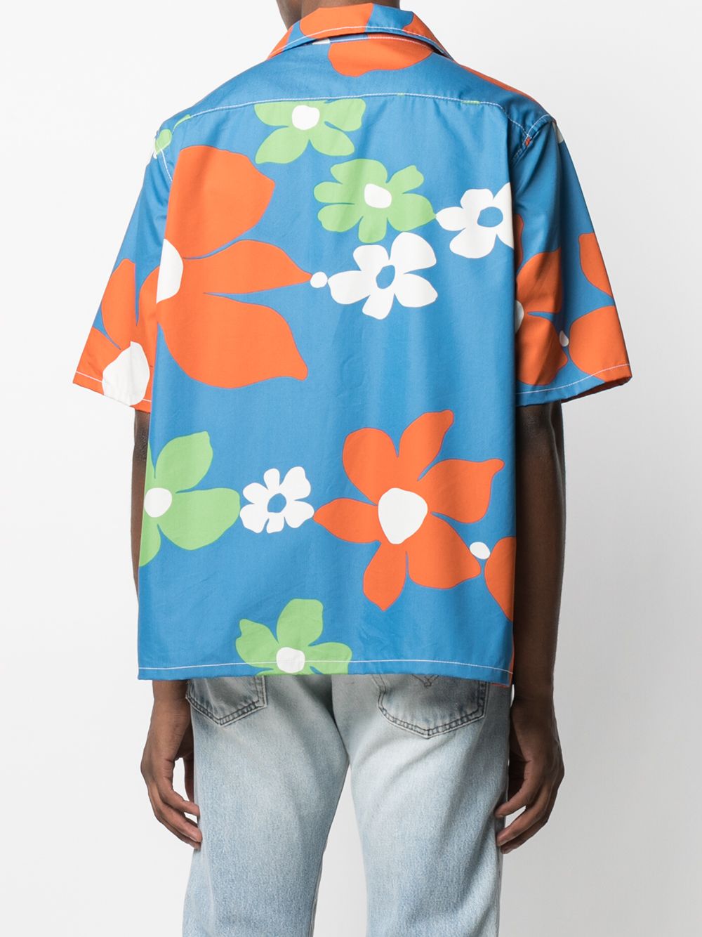 GALLERY DEPT. Men's Blue Floral Print Short Sleeve Shirt GD PBF 12 5297