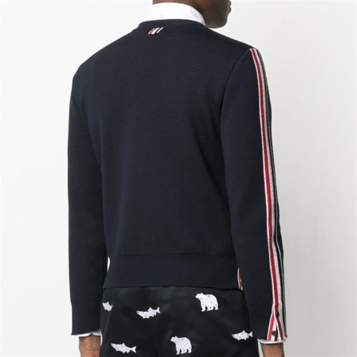 THOM BROWNE Men's Milano Stitch Wool Crewneck Sweater Navy MKA367A Y1002 415