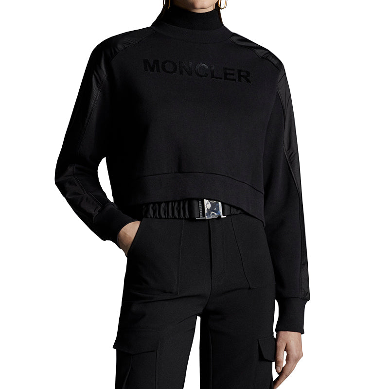 Moncler Women's Logo Cropped Sweatshirt 8G00002 809LC 999