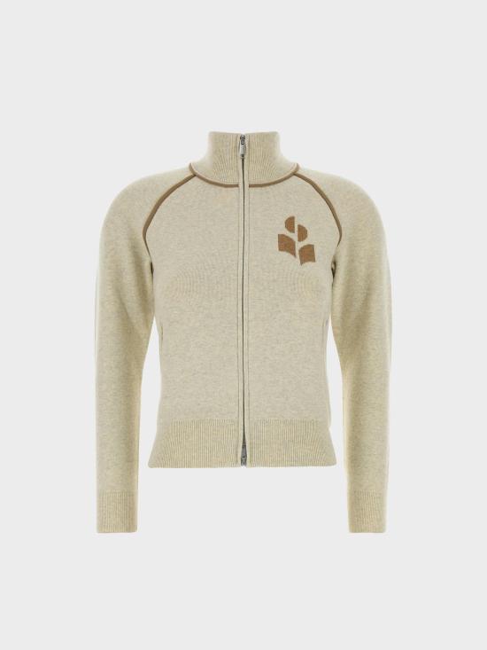 Isabel Marant Light Grey Camel Wool Blend Knit Cardigan