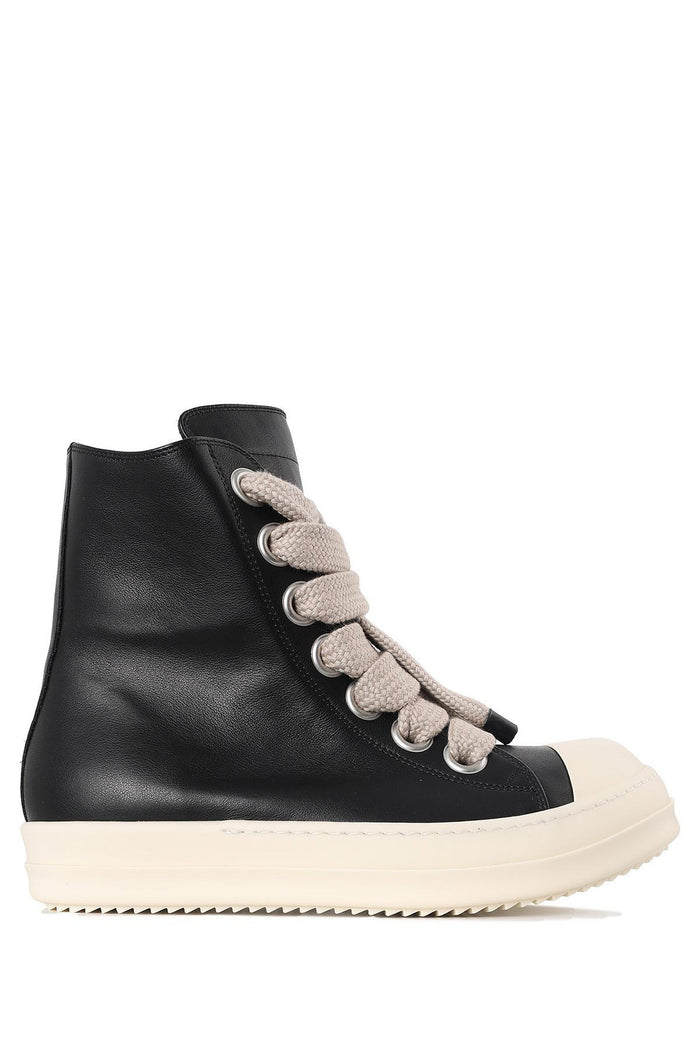 Rick Owens Jumbo Lace High-Top Sneakers Black Milk Leather