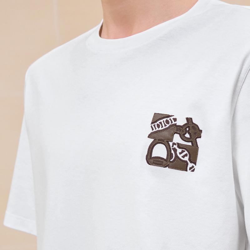 HERMES Metallerie au Ca Crewneck T-Shirt White Unisex