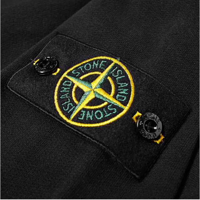 STONE ISLAND Organic Cotton Hooded Zip Jacket Black