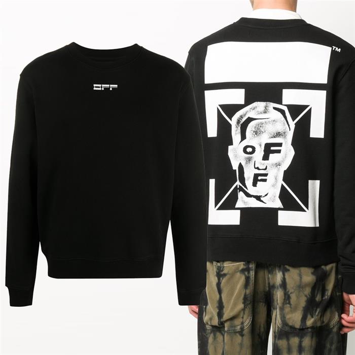 OFF WHITE Mask Face Graphic Crewneck T-Shirt OMBA025E 20FLE009