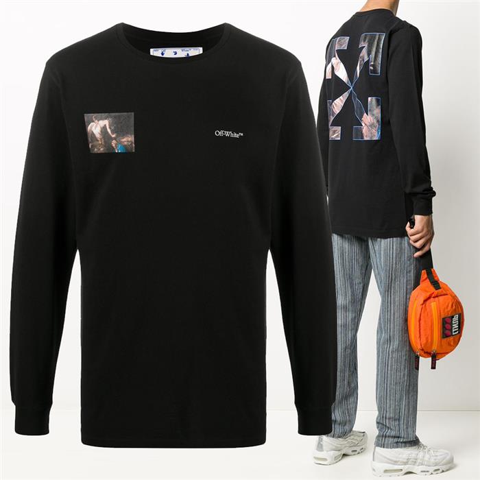 OFF WHITE Caravaggio Angel Graphic Long Sleeve T-Shirt OMAB001E