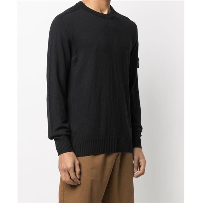 STONE ISLAND Men's Logo Patch Cotton Crewneck Sweater 7415524B0