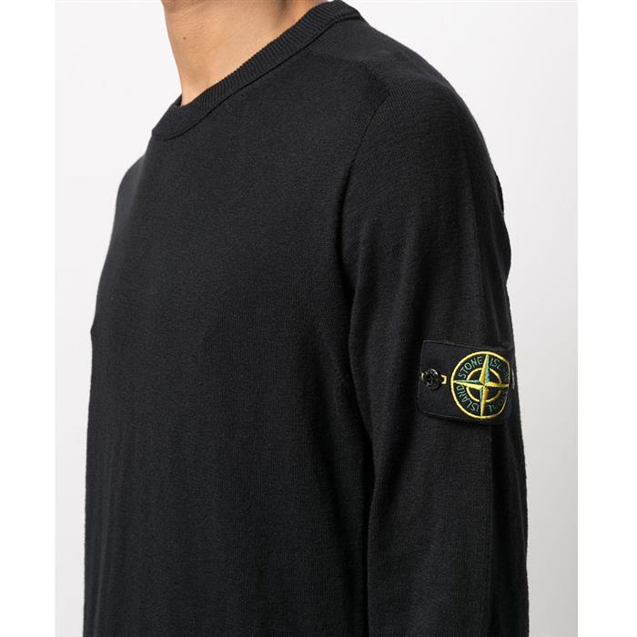 STONE ISLAND Men's Logo Patch Cotton Crewneck Sweater 7415524B0
