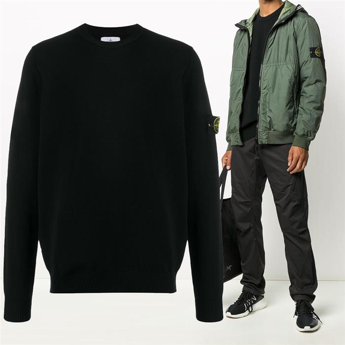 STONE ISLAND Men's Compass Patch Ribbed Trim Knit Crewneck Sweater 7315591A1