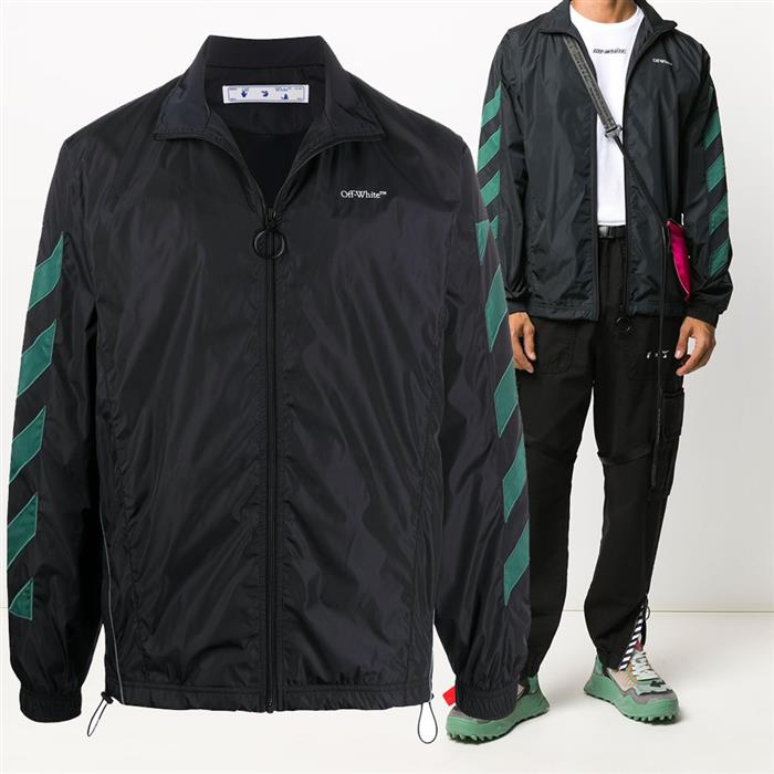 OFF WHITE Men's Diagonal Stripe Nylon Track Jacket OMEA233E 20FAB002