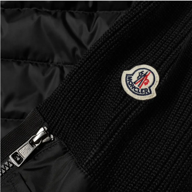 Moncler Tricot Knit Hooded Down Jacket Black