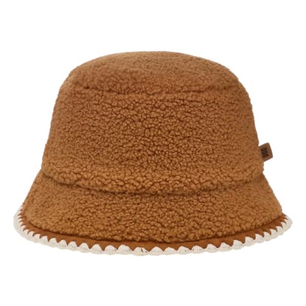 Ugg Fluff Scalloped Bucket Hat Chestnut Faux Fur Women’s