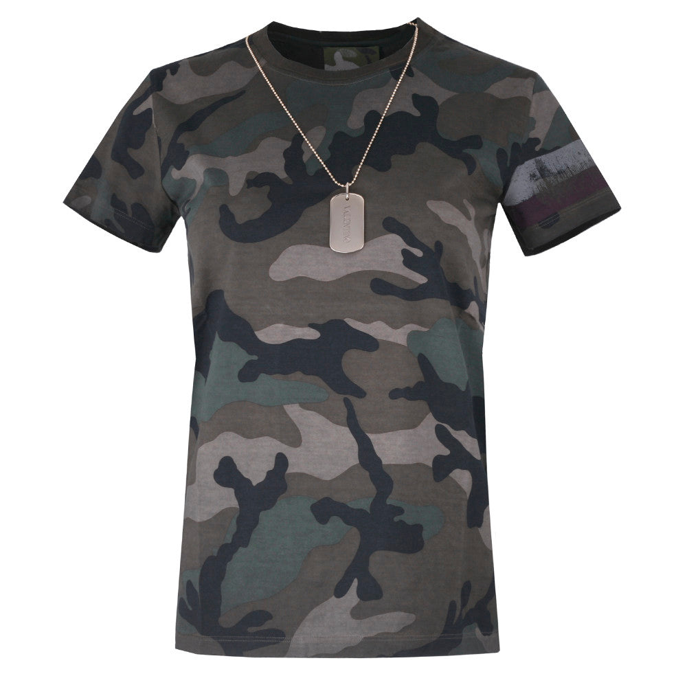 VALENTINO Women's Camo Print Short Sleeve T-Shirt MB3MG03W34W