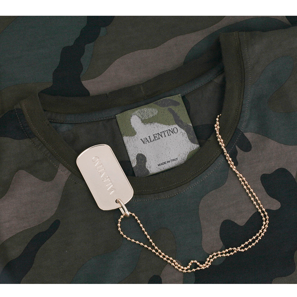 VALENTINO Women's Camo Print Short Sleeve T-Shirt MB3MG03W34W