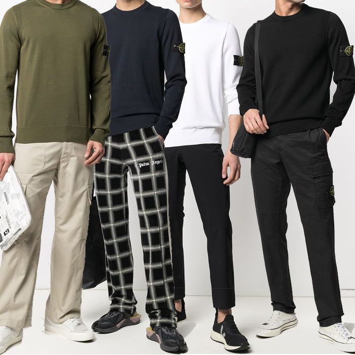 STONE ISLAND Men's Patch Logo Crew Neck Knit Sweater 7415504B2