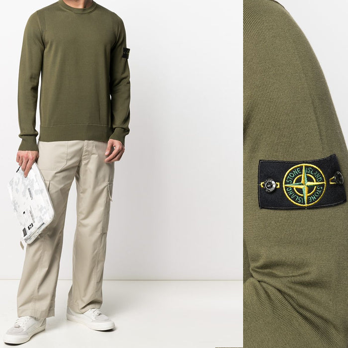 STONE ISLAND Men's Patch Logo Crew Neck Knit Sweater 7415504B2