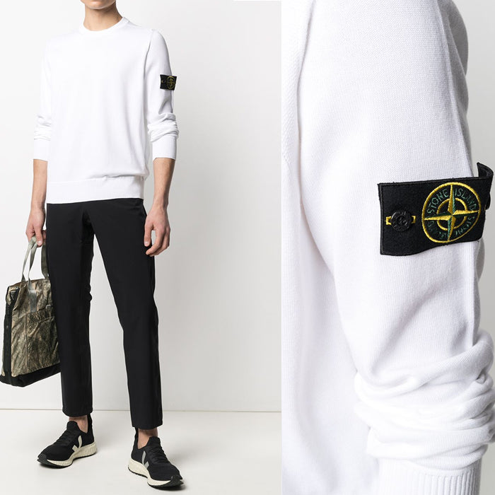 STONE ISLAND Men's Patch Logo Crew Neck Knit Sweater 7415504B2