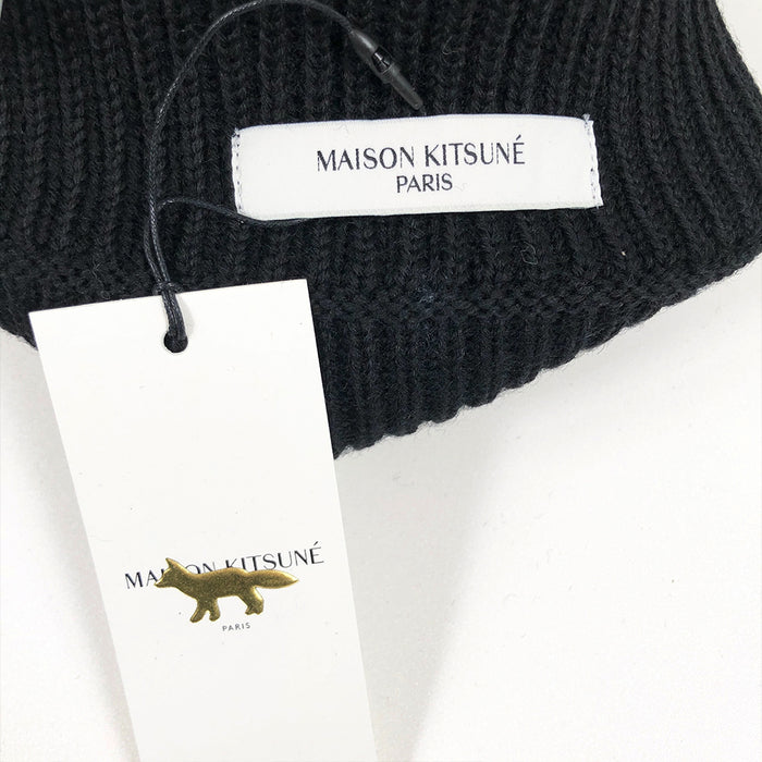 Maison Kitsune Fox Head Patch Wool Beanie Black HU06149KT1022