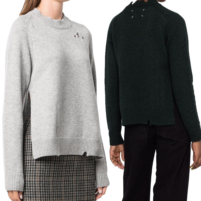 Maison Margiela Women's Distressed Raglan Crewneck Sweater S51GP0200 S17486