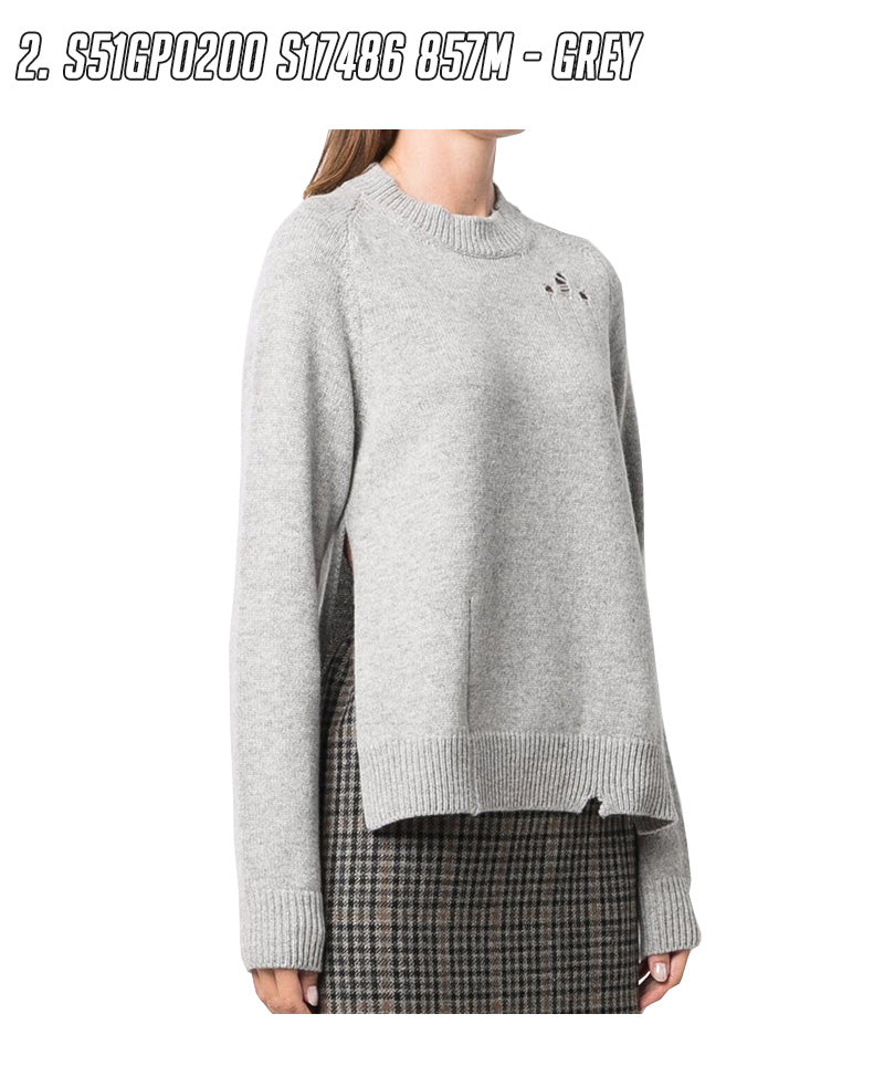 Maison Margiela Women's Distressed Raglan Crewneck Sweater S51GP0200 S17486