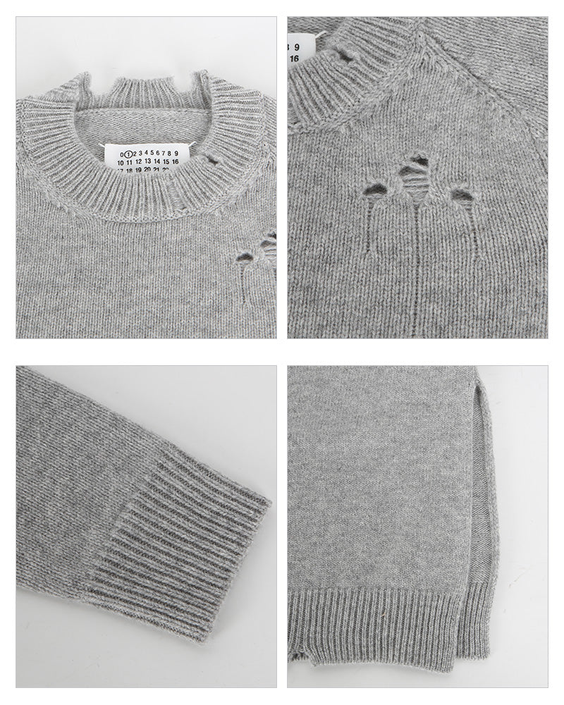 Maison Margiela Women's Distressed Raglan Crewneck Sweater S51GP0200 S17486