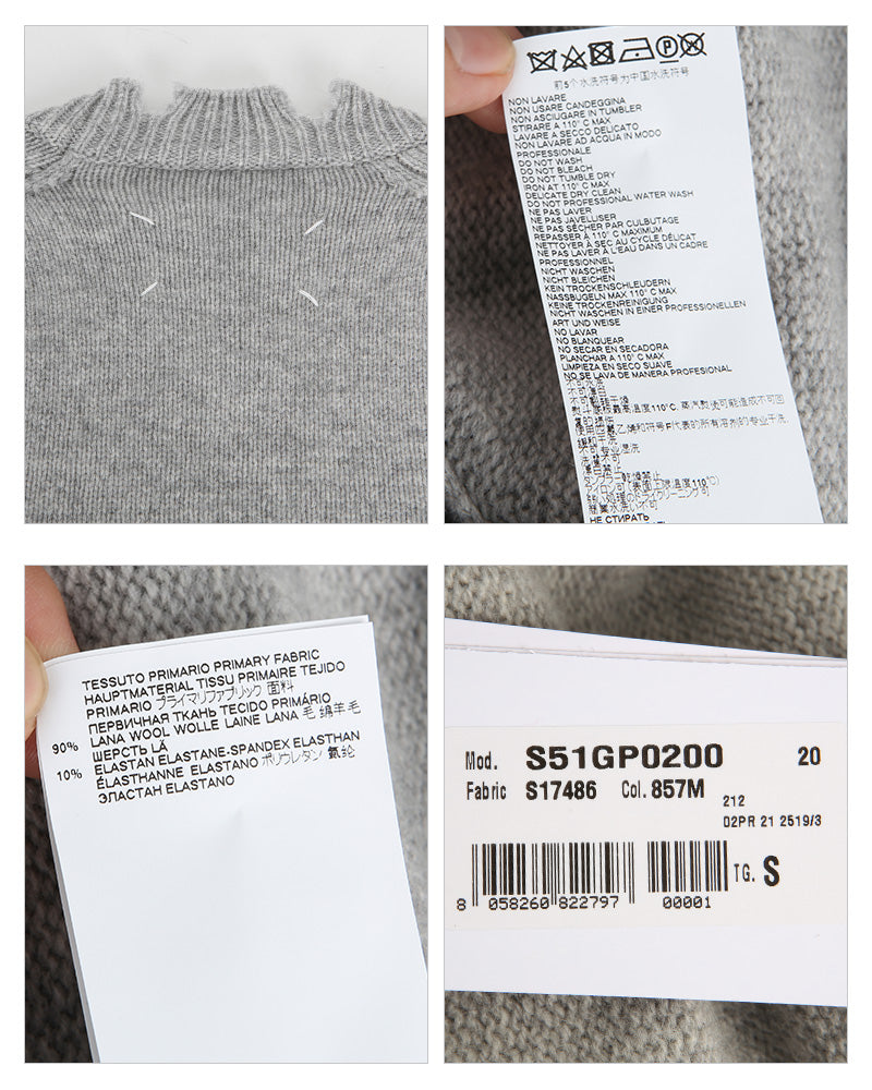 Maison Margiela Women's Distressed Raglan Crewneck Sweater S51GP0200 S17486
