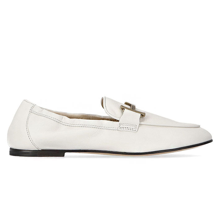 Tods Gold Double T Logo Leather Loafers Women’s Black
