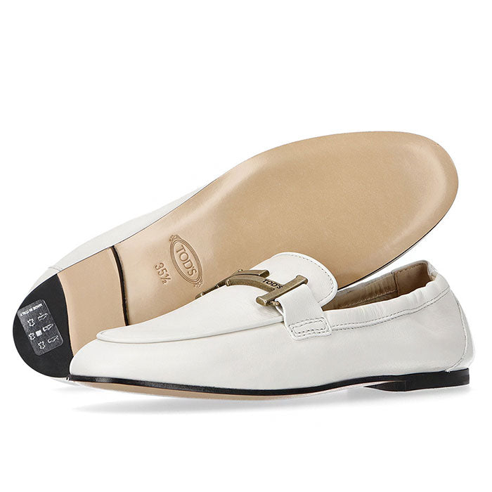 Tods Gold Double T Logo Leather Loafers Women’s Black