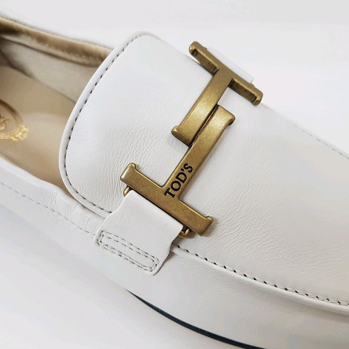 Tods Gold Double T Logo Leather Loafers Women’s Black