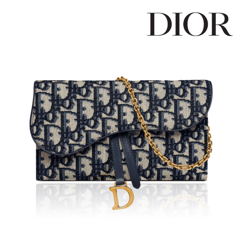 DIOR Oblique Saddle WOC Crossbody Wallet Chain Shoulder Bag