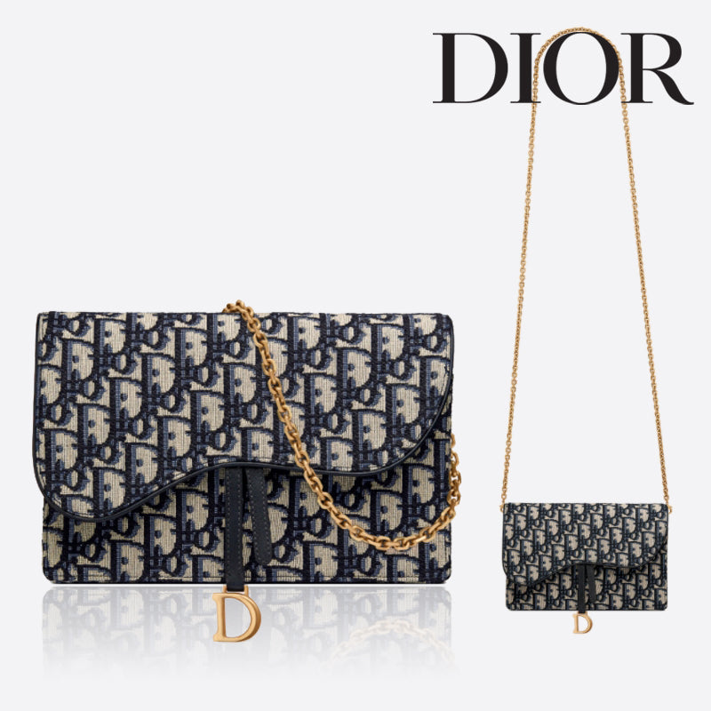 DIOR Oblique Saddle Flap Chain Crossbody Bag Clutch Pouch