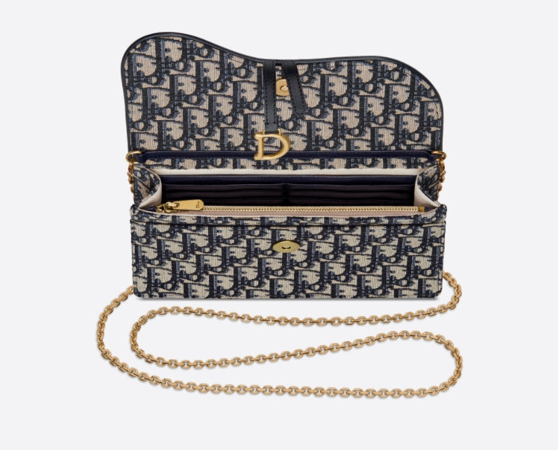 DIOR Oblique Saddle Flap Chain Crossbody Bag Clutch Pouch