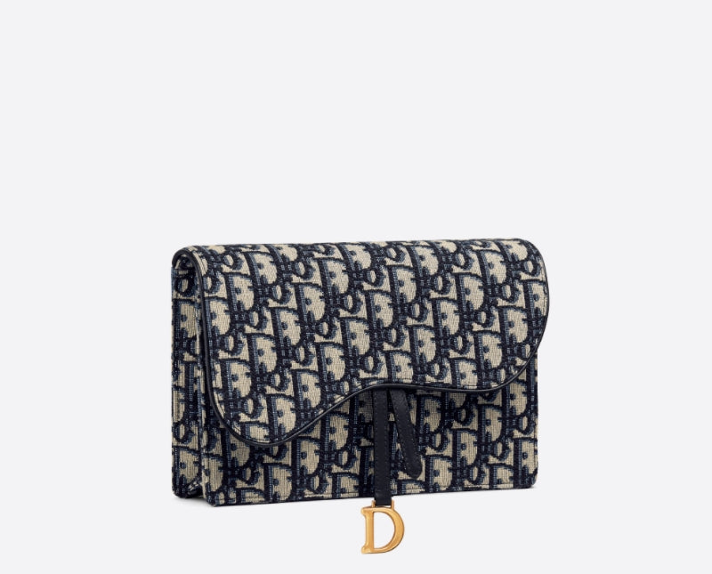 DIOR Oblique Saddle Flap Chain Crossbody Bag Clutch Pouch