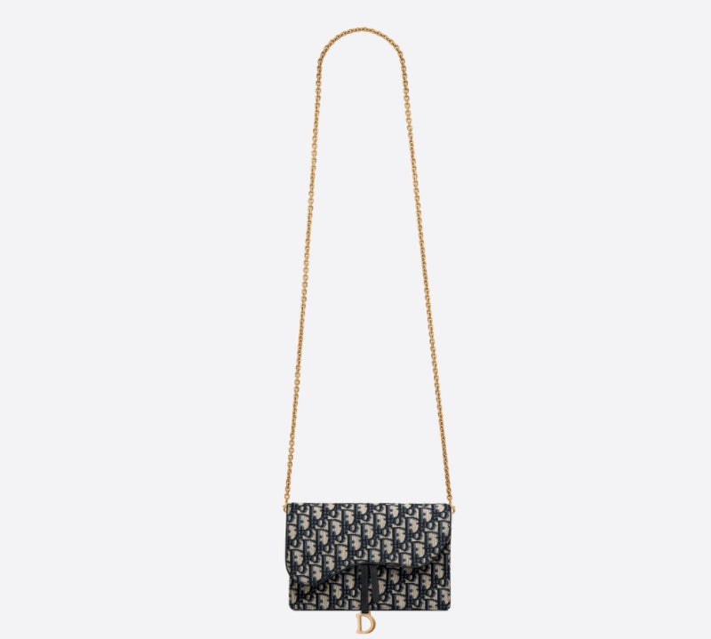 DIOR Oblique Saddle Flap Chain Crossbody Bag Clutch Pouch