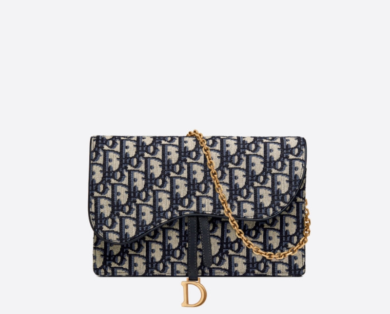 DIOR Oblique Saddle Flap Chain Crossbody Bag Clutch Pouch