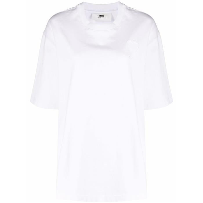 AMI Heart Technical Logo Patch Heavyweight Short Sleeve T-Shirt H21FJ117