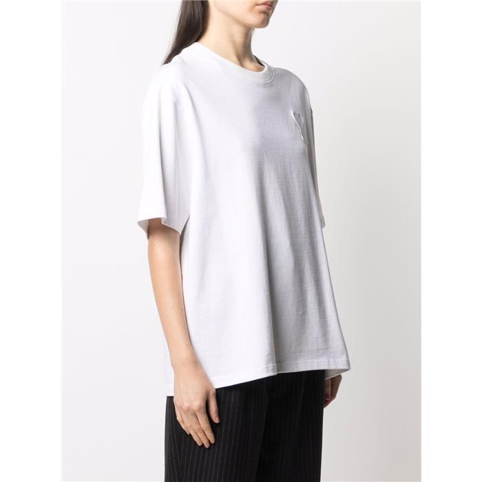 AMI Heart Technical Logo Patch Heavyweight Short Sleeve T-Shirt H21FJ117