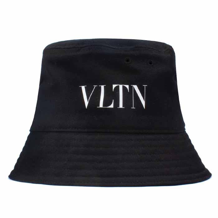 VALENTINO VLTN Logo Print Unisex Black Bucket Hat