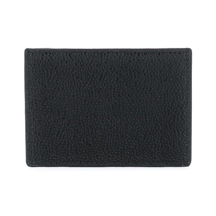 THOM BROWNE Pebble Grain Tricolor Tab Leather Card Holder