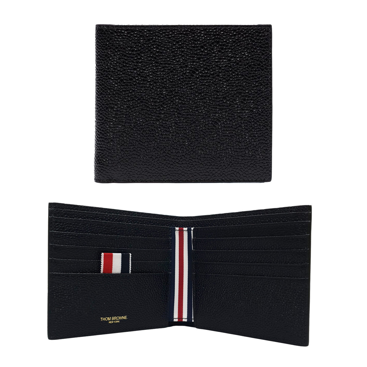 THOM BROWNE Pebbled Leather Tricolor Stripe Tab Men's Bifold W MAW023A 00198 001