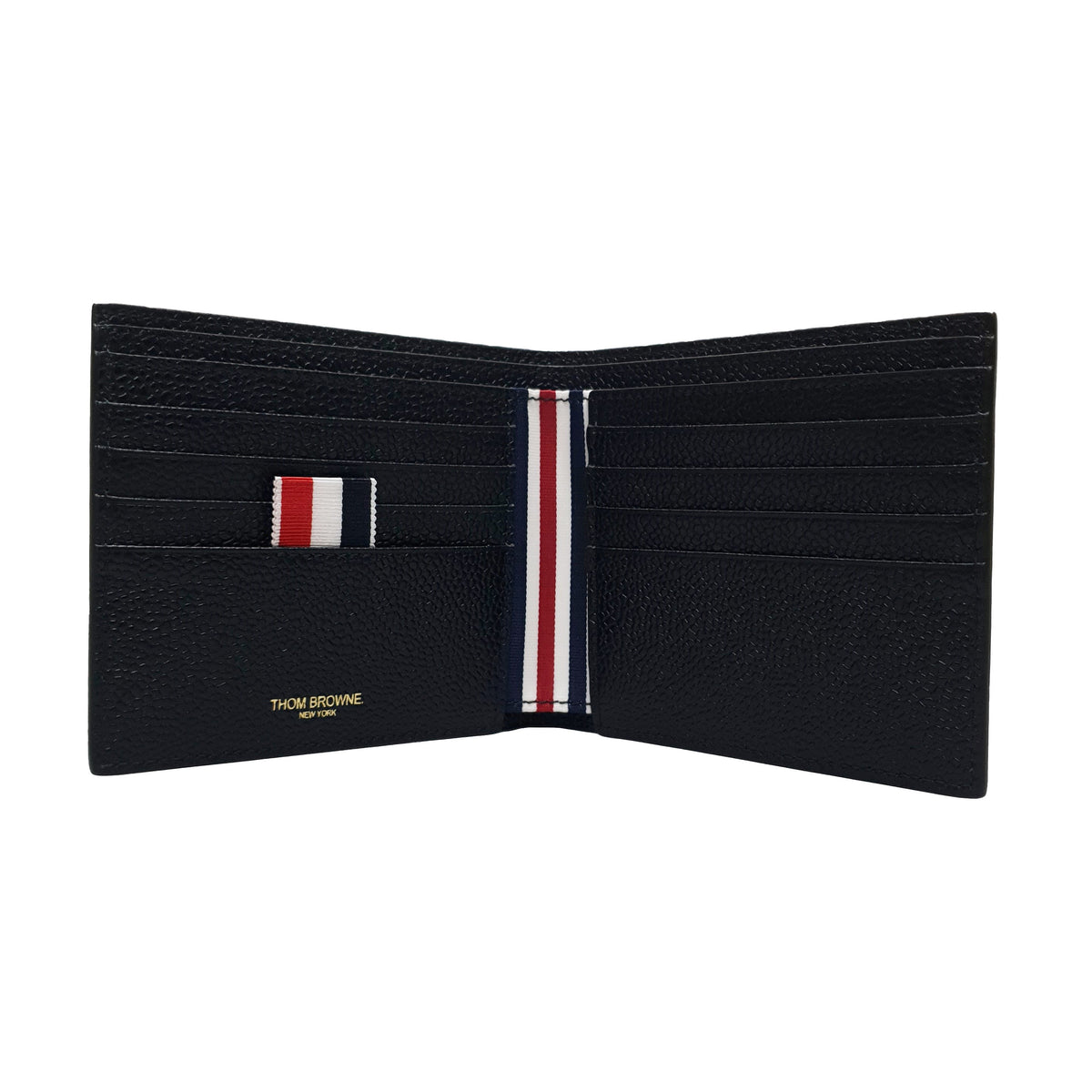 THOM BROWNE Pebbled Leather Tricolor Stripe Tab Men's Bifold W MAW023A 00198 001