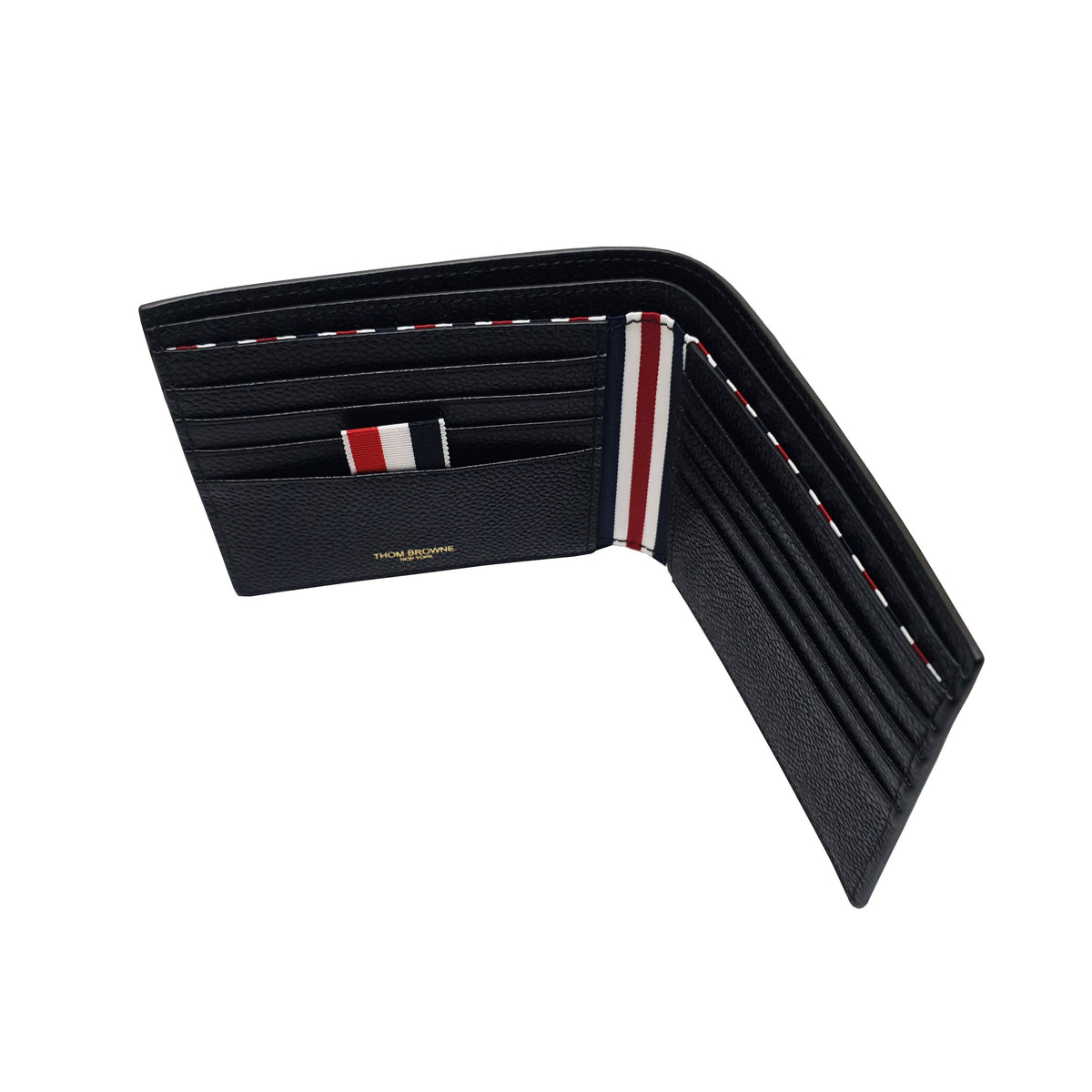 THOM BROWNE Pebbled Leather Tricolor Stripe Tab Men's Bifold W MAW023A 00198 001